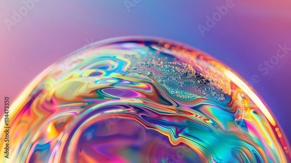 Obraz An abstract iridescent soap bubble with colorful reflections and delicate textures.