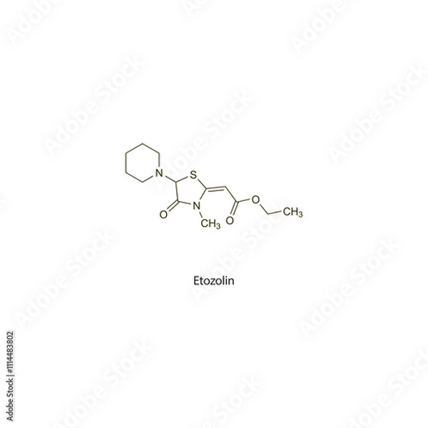 Fototapeta Etozolin flat skeletal molecular structure Loop diuretic drug used in hypertension treatment. Vector illustration scientific diagram.