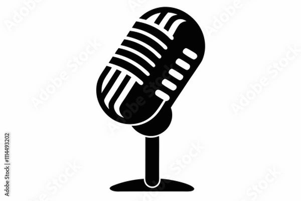 Obraz Microphone silhouette black vector illustration and white background