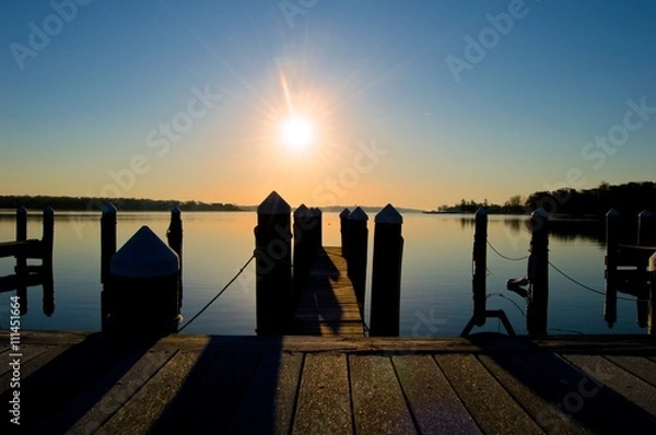 Obraz Sunrise at the Dock on the River