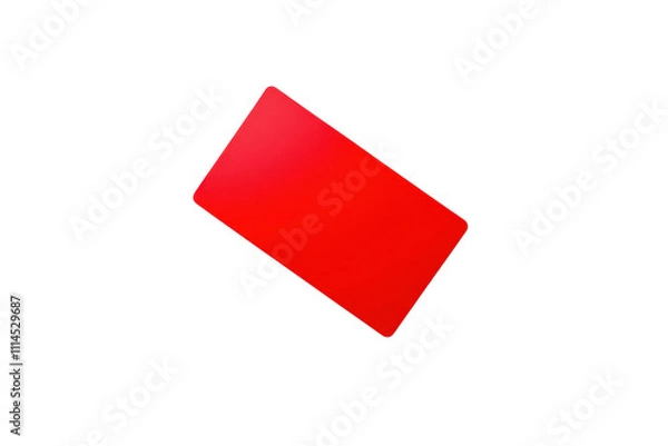 Fototapeta A vibrant red rectangular card positioned at an angle, showcasing its glossy surface.