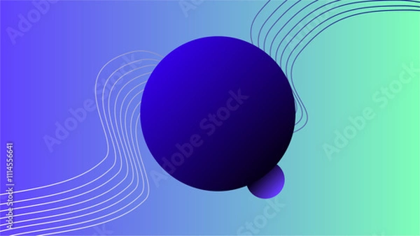 Obraz Dark blue gradient twin circles with creative lines over blue green background