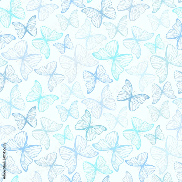 Fototapeta Seamless pattern with butterfliy ornament