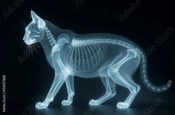 Obraz Detailed x-ray of cat skeleton for veterinary study or educational use