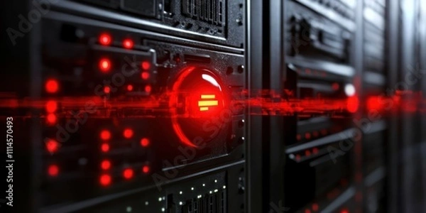 Fototapeta Red Alert Server Data Stream Transmission Error