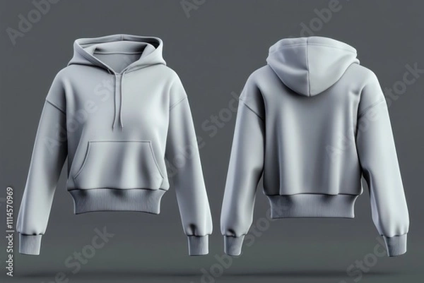 Fototapeta Gray Hoodie Mockup Front And Back Views