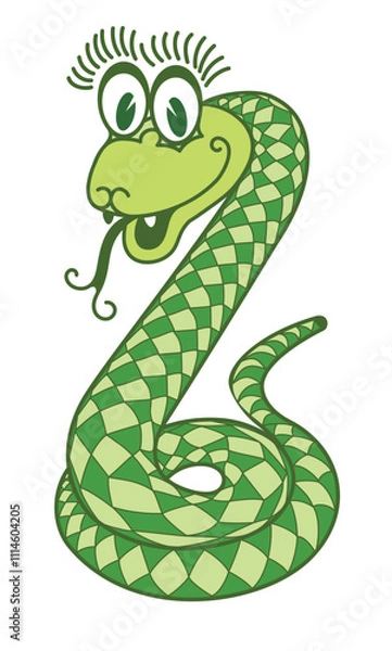Obraz Decorative image of a green wooden snake - a symbol of the new 2025 year from the Chinese Zodiac, a symbol of wisdom, determination, and the ability to maintain self-control.