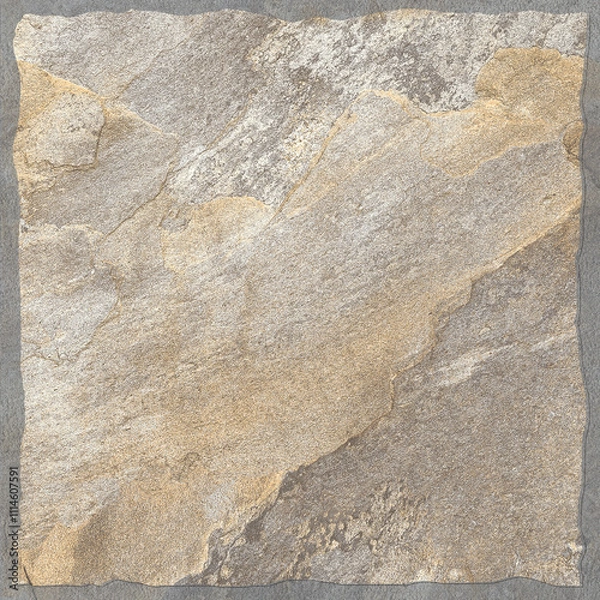 Fototapeta Exterior heavy duty vitrified tiles. Natural rustic stone texture with border, rusty slate stone, grouted parking tile design. Brown rock stone texture.