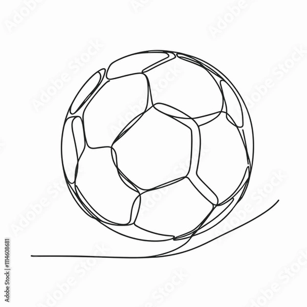 Fototapeta Minimalistic Soccer Ball Illustration in Line Art Style, AI Generation