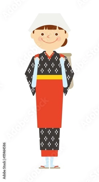 Fototapeta 茶摘み　女性　全身　働く人々　