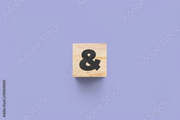 Obraz & (Ampersand) cube on purple background