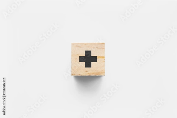 Obraz + (Plus) wooden cube on white background