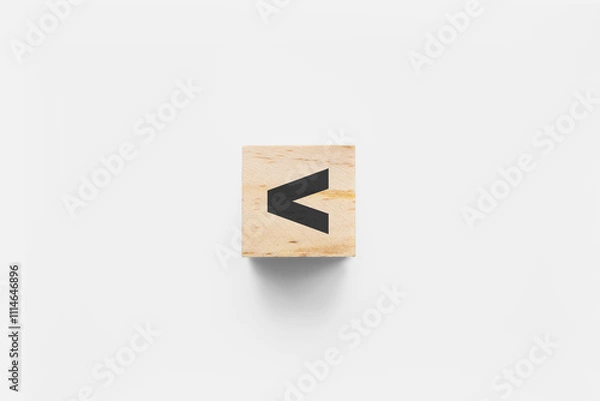 Obraz < (Less Than) wooden cube on white background