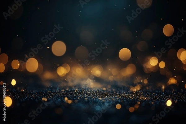 Obraz Soft gold bokeh on a dark background, creating an elegant, glowing ambiance with gentle blur.