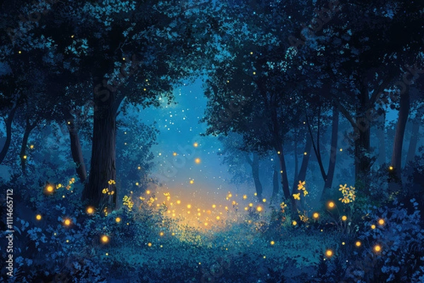 Obraz Full moon Night with river and tree vector illustrations 