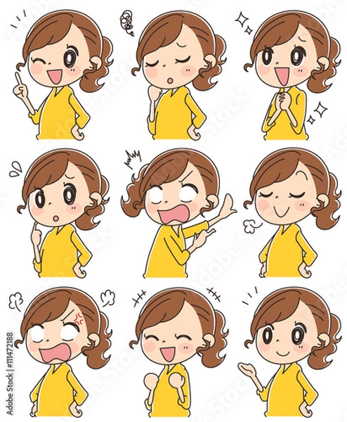 Obraz 女性のイラスト(セット)