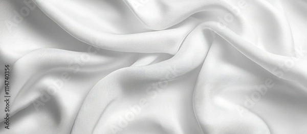 Fototapeta Wavy white fabric texture on a clean background showcasing minimalist elegance