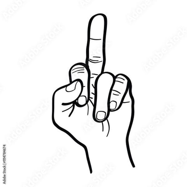 Obraz illustration of raising the middle finger, indicating a gesture of cursing and social resistance. vector