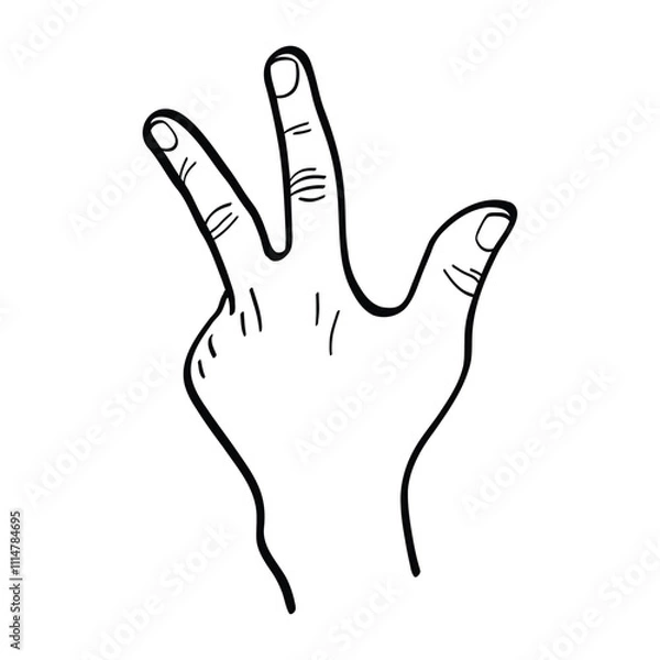 Obraz illustration of a hand raising the mother, index and middle fingers. hand gesture. vector