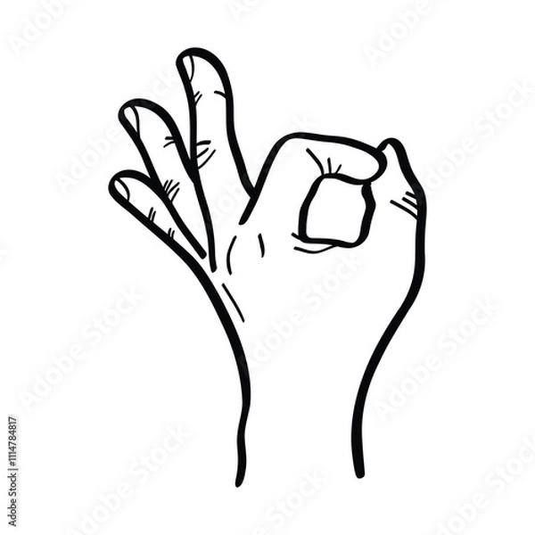 Obraz illustration of a Hand gestures indicate okay or yes. vector 