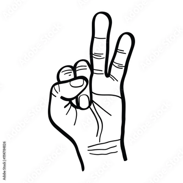 Obraz illustration of a hand raising the ring finger and little finger. vector