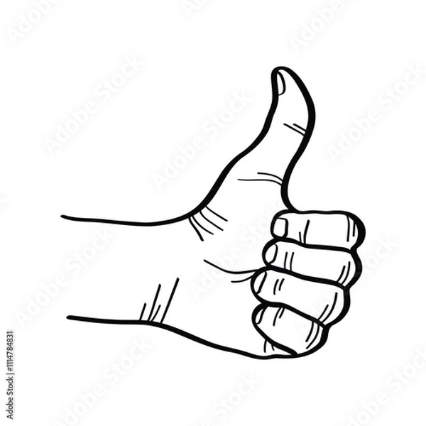 Obraz illustration of thumb indicating ok or okay or agree gesture. vector