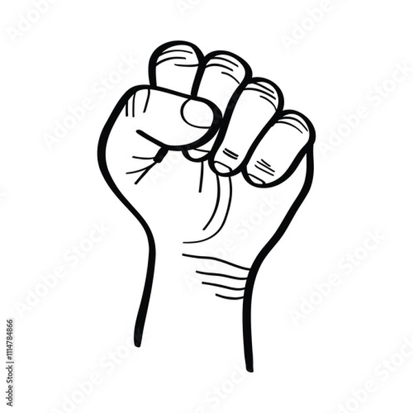 Obraz illustration of clenched hands. gesture symbol of resistance, hands raised. fist hand. vector