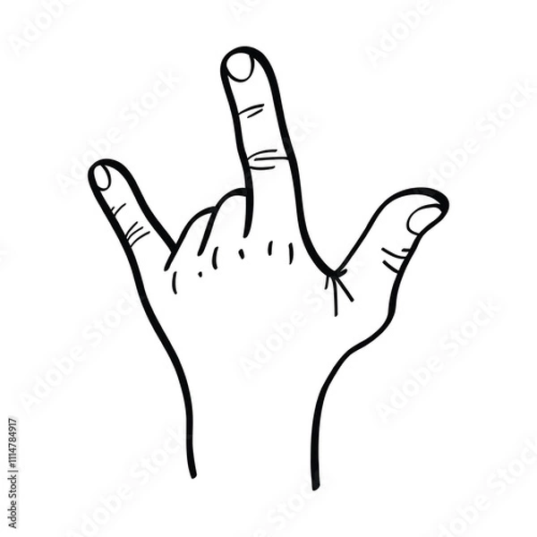 Obraz illustration of a hand raising three fingers, thumb, index finger and pinky. rock metal hand gesture. vector