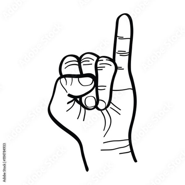 Obraz illustration of a hand raising little finger. promise gesture. hand drawing. vector