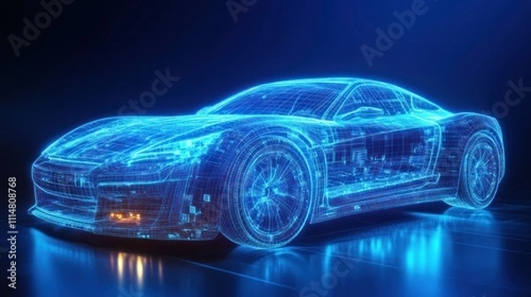 Obraz Futuristic Car in Wireframe