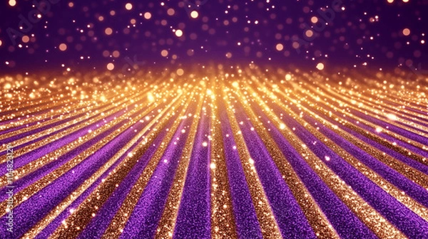 Obraz stunning abstract background featuring purple and gold glittering textures with glowing bokeh lights, creating a luxurious and festive ambiance. perfect for event designs, holiday cards, 