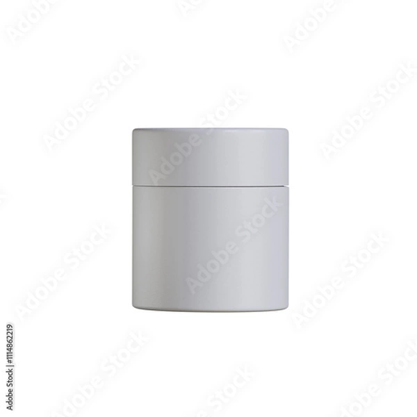 Fototapeta Realistic paper tube white color realistic texture isolated on gray background 3D render illustration small size style