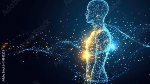 Obraz Abstract glowing human body digital art.