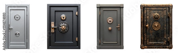 Obraz Various Secure Doors on Transparent Background