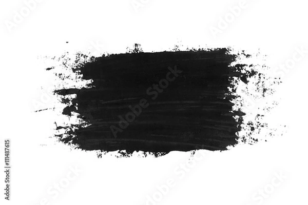 Obraz Black oil grungy brush strokes painted on white background.