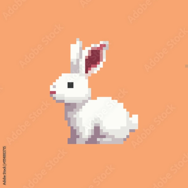 Obraz pixel art cute white rabbit