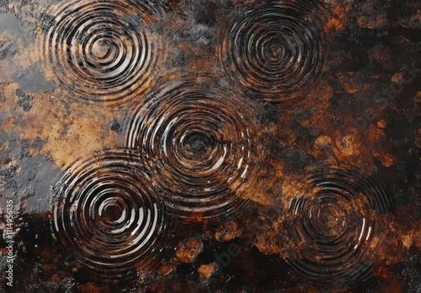 Fototapeta Calm Water Surface with Circular Ripples and Abstract Brown Texture, Creating a Serene Reflection in Nature Perfect for Backgrounds and Artistic Displays