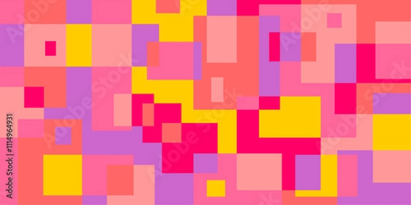 Fototapeta Colorful geometric background, geometric pattern texture, random square shape pattern, abstract pixels with cherfull colors