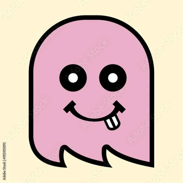 Fototapeta Playful Pink Ghost Character Design for Kids and Digital Art Projects
