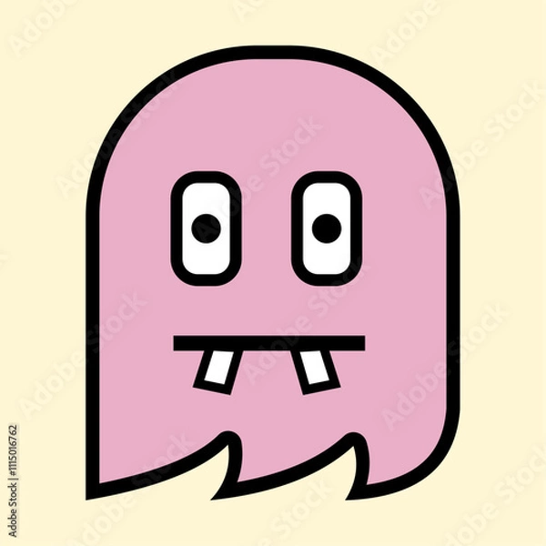 Fototapeta Playful Pink Ghost Character Design for Kids and Digital Art Projects