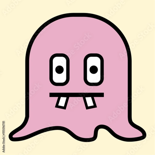 Fototapeta Playful Pink Ghost Character Design for Kids and Digital Art Projects