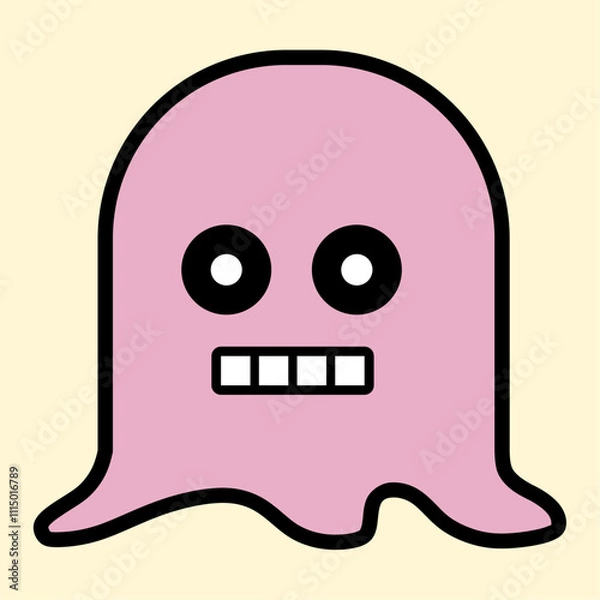 Fototapeta Playful Pink Ghost Character Design for Kids and Digital Art Projects