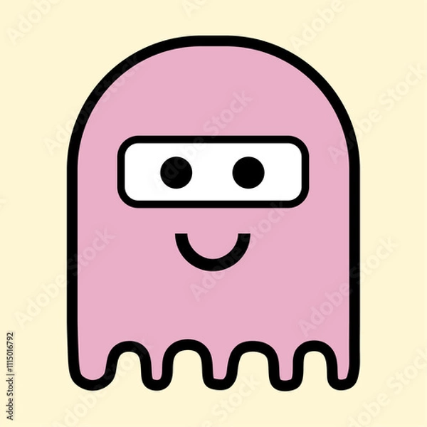 Fototapeta Playful Pink Ghost Character Design for Kids and Digital Art Projects