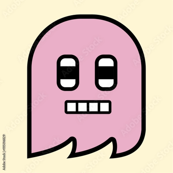 Fototapeta Playful Pink Ghost Character Design for Kids and Digital Art Projects