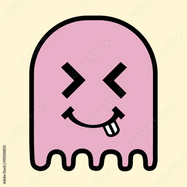 Fototapeta Playful Pink Ghost Character Design for Kids and Digital Art Projects