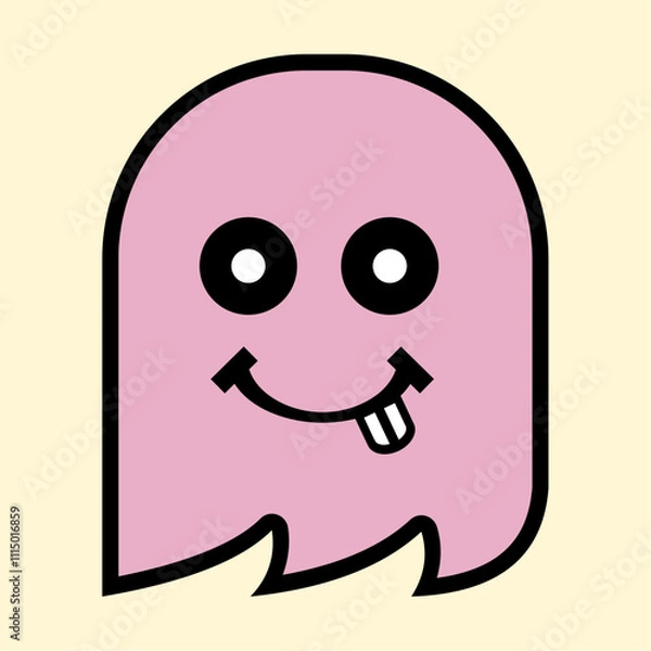 Fototapeta Playful Pink Ghost Character Design for Kids and Digital Art Projects