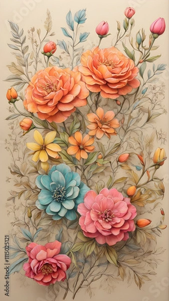 Obraz Oil Painting Flowers on a Canvas - Generated by AI.