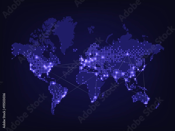 Fototapeta Night world map
