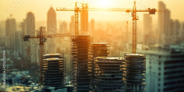 Fototapeta Construction Delays Often Lead to Higher Interest and Increased Costs, Affecting Long-Term Investment and Construction Timelines