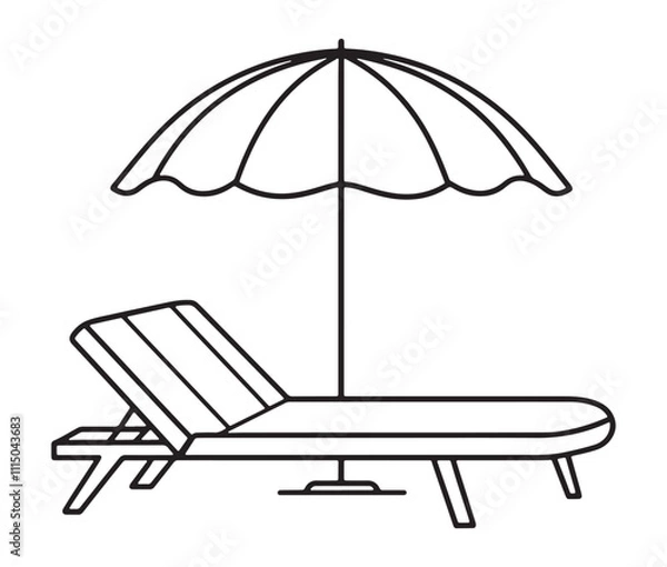 Fototapeta Beach chair and umbrella vector, Chaise longue and umbrella